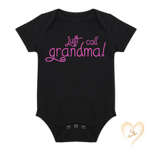 Load image into Gallery viewer, Just Call Grandma Short Sleeve Babies Bodysuit Black - CheriAmore
