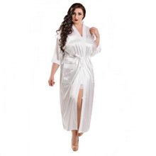 Load image into Gallery viewer, ‘Sultry Nights’ Long Satin Robe with Crystal Initials - CheriAmore
