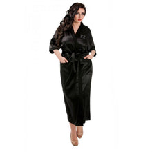 Load image into Gallery viewer, ‘Sultry Nights’ Long Satin Robe with Crystal Initials - CheriAmore
