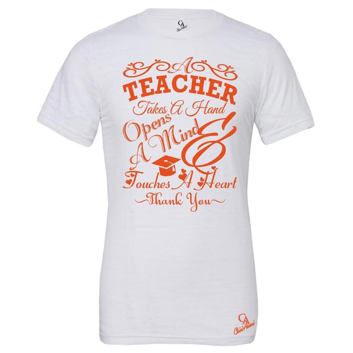 Teachers Appreciation White & Orange Unisex T-shirt Gift - CheriAmore